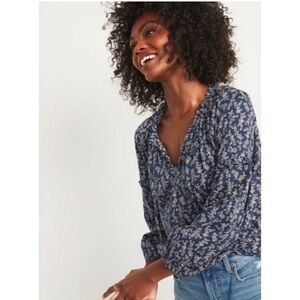 Flowy Bohemian Floral Balloon Sleeve Blouse